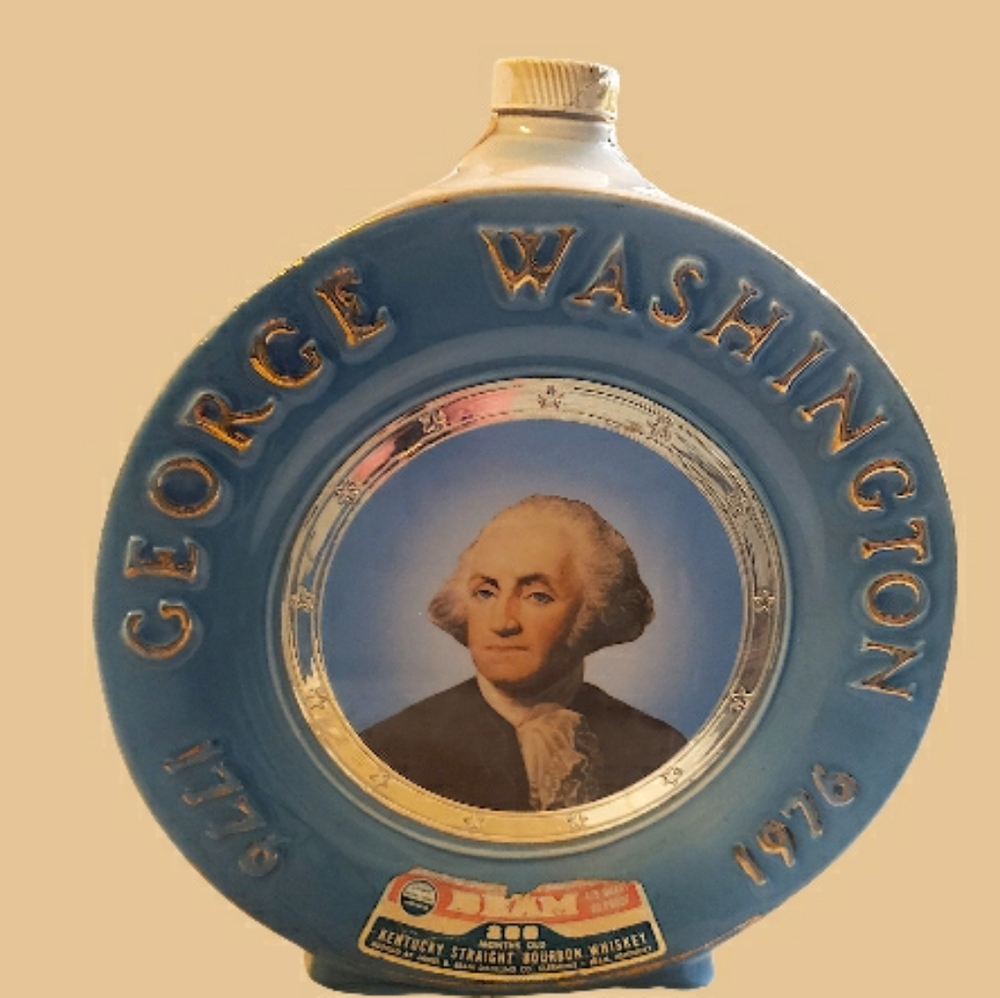 Ceramic decanter 'George Washington' Bicentennial Plate-Bottle For Jim Beam